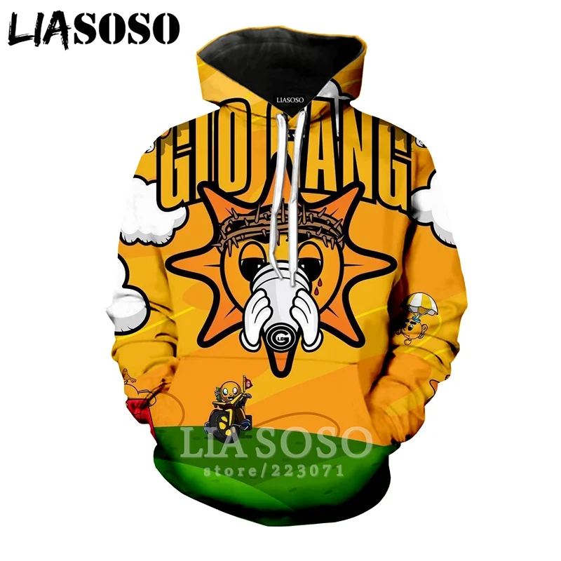 

LIASOSO Winter New Men Women Sweatshirt 3D Print Song Glo Gang Hoodie Anime Harajuku Unisex Long-Sleeved Casual Pullover A133-08
