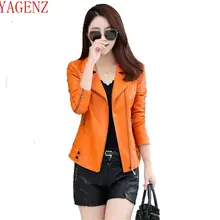 YAGENZThe Весенняя новая стильная женская кожаная куртка в Корейском стиле, короткая куртка из искусственной кожи с воротником, пальто, локомотив, маленькое кожаное пальто 682