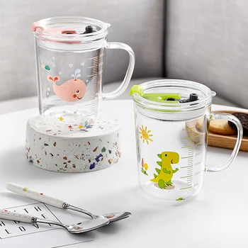 

2019 new style Calibrated Glass Female Student Forestry Department Simple Milk Cup with Handle Cup Lovely Cup Summer