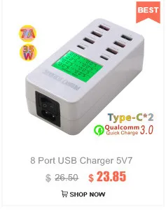 8 портов USB зарядное устройство 5V7A Quick Charge 3,0 USB-C type C lcd Показать зарядку для iPhone iPad samsung huawei Nexus источник питания