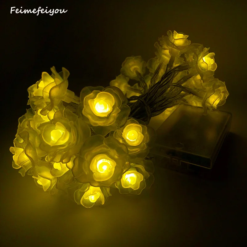 Feimefeiyou Newest Remote Battery Operated rose String Lights 2m 20 LED