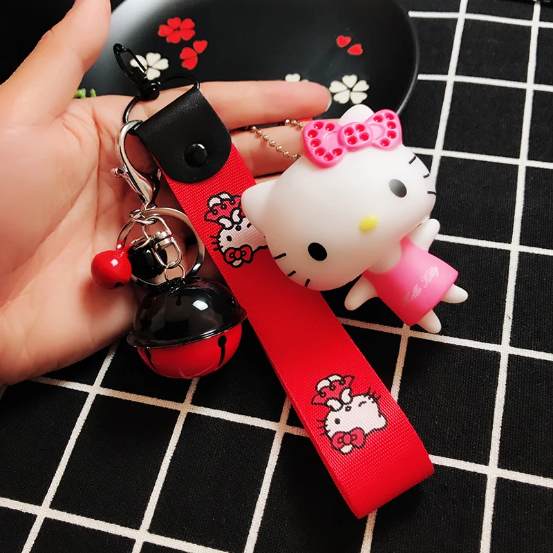 Милый брелок hello kitty, брелок для женщин, аниме, брелок для ключей Kt Cat, детские игрушки, брелок для автомобиля, брелок на запястье, веревка, брелок, подарки