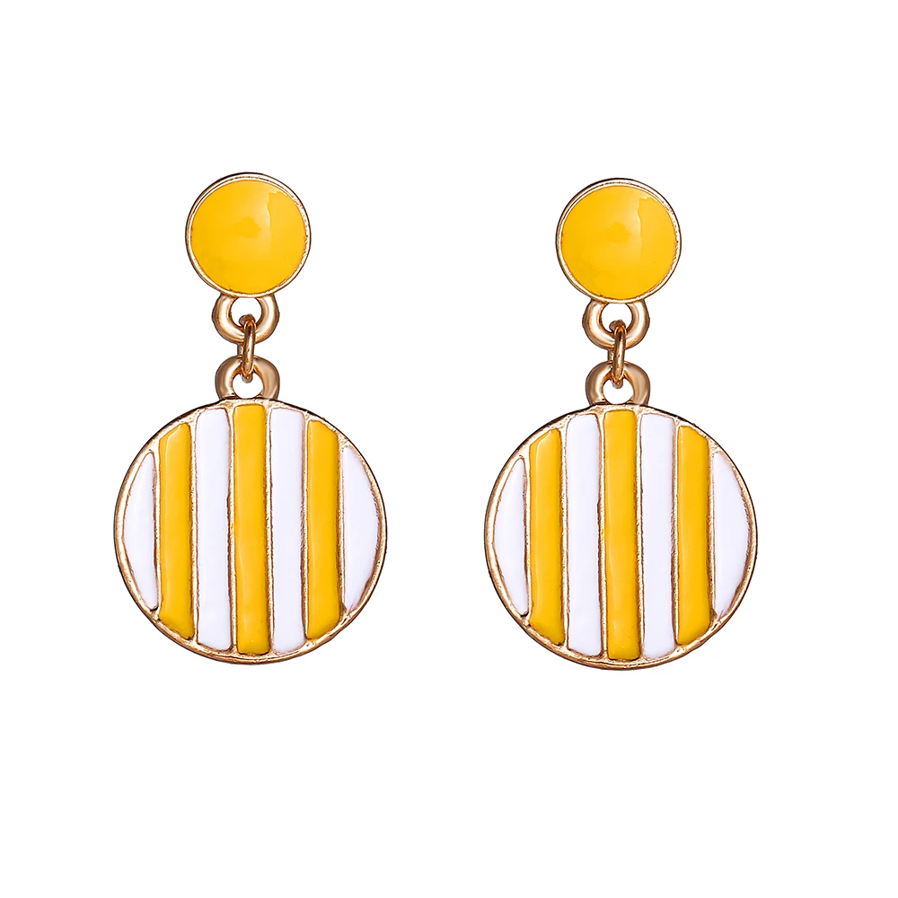 Fashion Round Dangle Earrings For Women 2018 New Yellow Red Black Blue Geometric Drop Earring Female Brincos Statement Jewelry