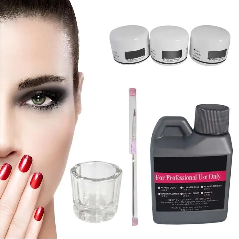 Акриловый Набор для нейл-арта, маникюрный набор, 3 шт цвета, кристальная пудра, набор кистей, маникюрные инструменты для женщин, домашний магазин