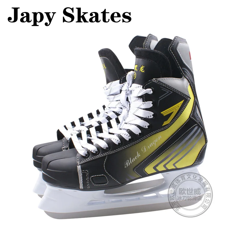 Japy Skate Black Dragon обувь для хоккея на льду для взрослых и детей, профессиональные коньки на льду, нож для хоккея, обувь на льду, настоящие коньки на льду - Цвет: Цвет: желтый