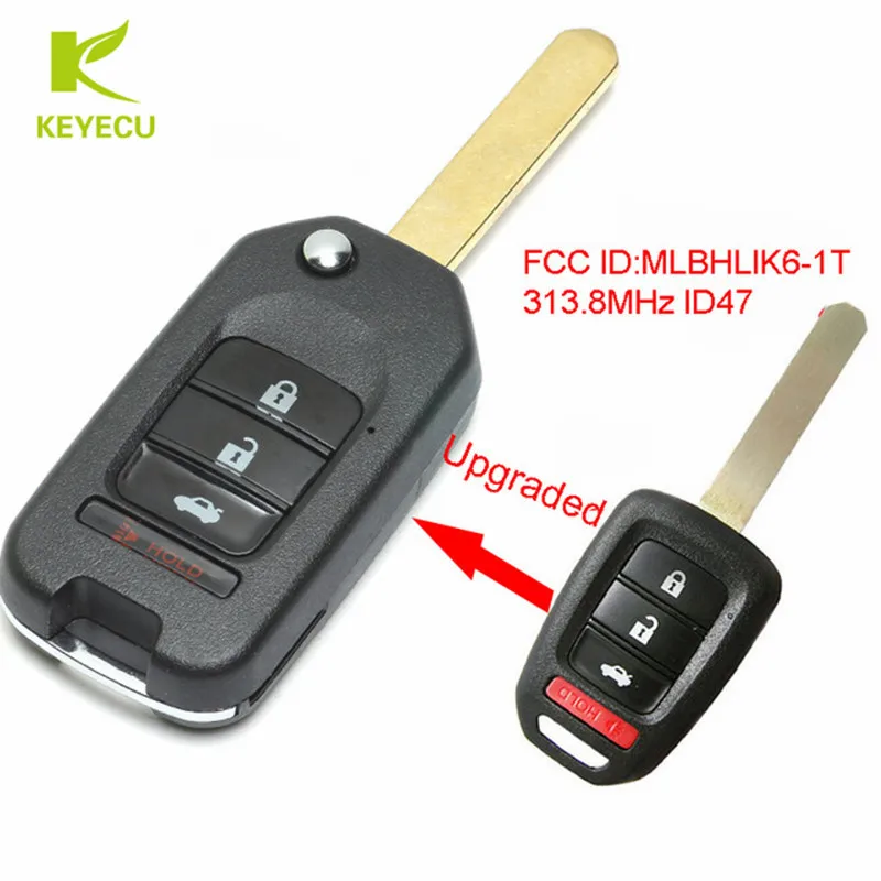 KEYECU Upgraded Flip Remote Car Key Fob 3+1 Button 313.8MHz ID47 for