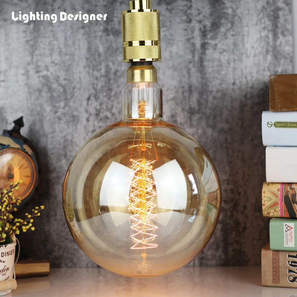 

G200 big size vintage edison bulb E27 base edison light filament spiral 60W 220V 110V restaurant giant decorative lamp Huge bulb