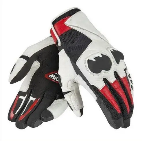 New 3 Color Leather Dain Mig C2 Motorcycle Gloves Moto GP M1 Racing Driving Motorbike Short Original Mig C2 Gloves - Цвет: Красный