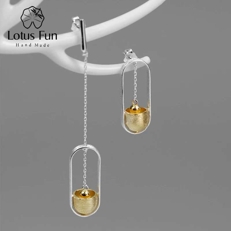 

Lotus Fun Real 925 Sterling Silver Handmade Fine Jewelry Creative Hammer Ram Design Dangle Earrings for Women Brincos