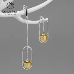 Lotus Fun реальные 925 пробы серебро ручной работы Fine Jewelry Творческий молоток ОЗУ подвесные Сережки для Для женщин Brincos