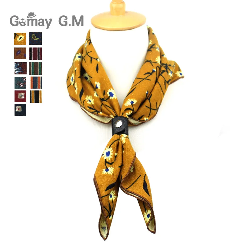 Fashion Cotton Scarf for Women Men Casual Floral Print Scarves Autumn Winter Ladies Wrap 60*60cm Soft Pocket Square