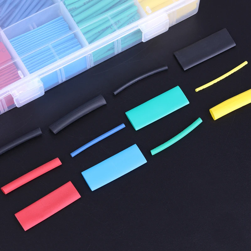 530pcs/set Electronic Polyolefin Ratio 2:1 Wrap Wire Cable Sleeve Kit Insulation Shrinkable Tube Heat Shrink Tubing Assortment |