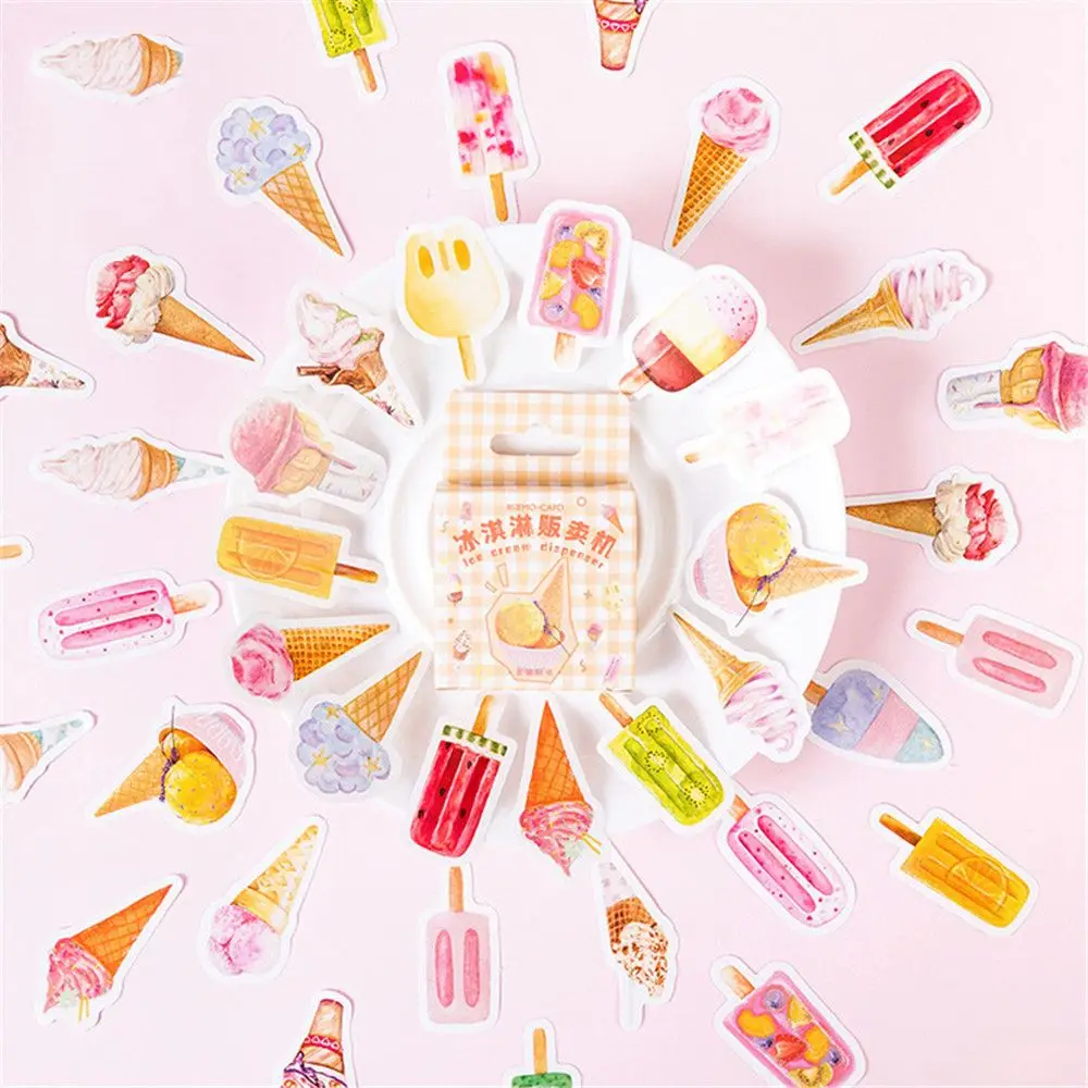 

46pcs Summer Ice Creams Stickers Kawaii DIY Scrapbooking Notebook Journal Decoration Self Adhesive Gift Tags Sealing Labels