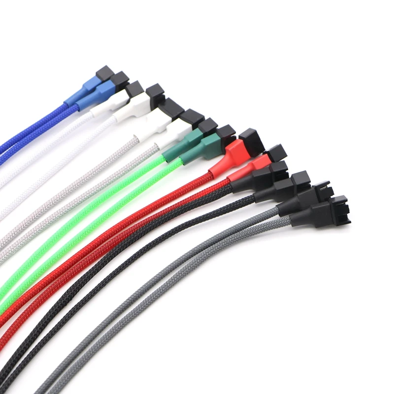 10pcs/Lot Multicolor Sleeved 12V Sata 15Pin to Dual 3Pin/ 4Pin Fan Adapter Cable.