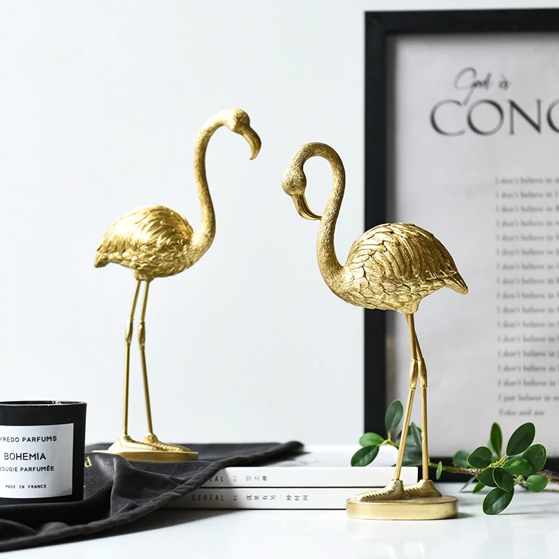 

Golden Flamingo Resin Miniature Sculpture Nordic Home Decoration Accessories