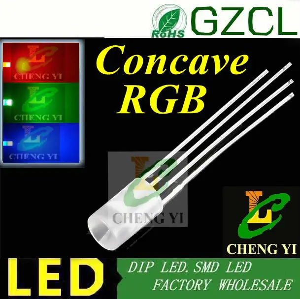 Светодиодный ленты 5 мм RGB светодиодный широкоугольный вогнутой flat top 4-ноги многоцветный светодиодный диода общий катод
