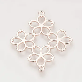 

100pc Rack Plating Alloy Open Back Bezel Links Connectors DIY Resin Pressed Flower Jewelry Flower Rose Gold Jewelry Accessories