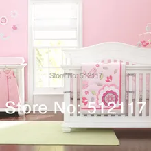 7 шт. аппликация 3D Розовый птичка цветок детская кроватка Постельные принадлежности Набор для девочки одеяло/Стёганое одеяло установлены Простыни бамперы для автомобиля юбка