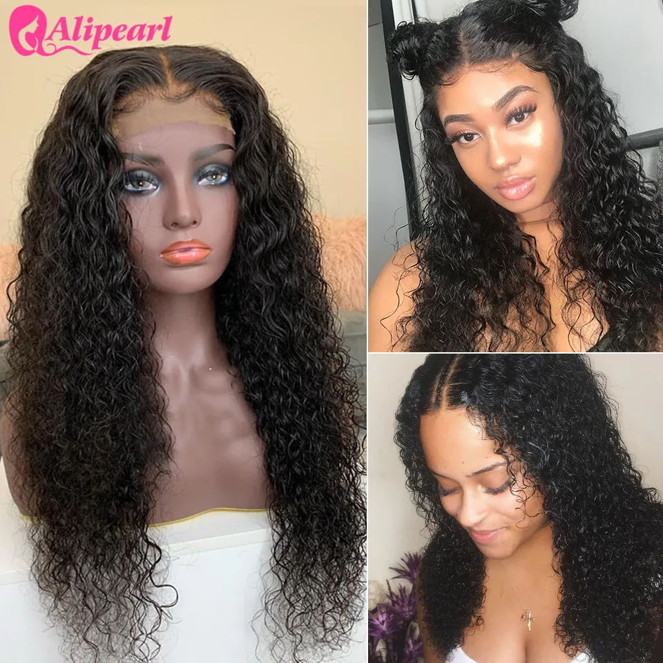 13x6 Curly Lace Front Human Hair Wigs For Black Women Ple Plucked 130% 180% Density Remy Brazilian AliPearl Curly Lace Wigs