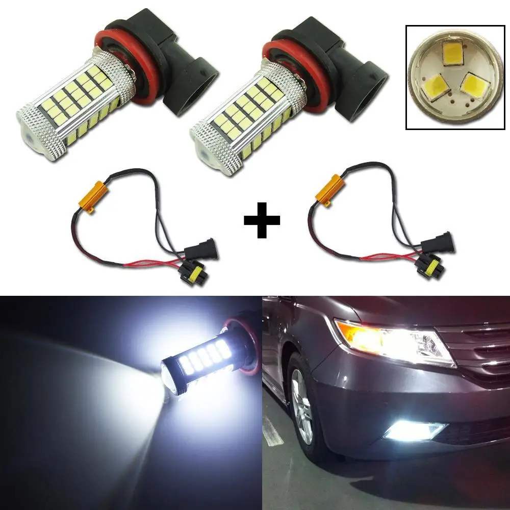 Пара автомобилей Белый H11 H8 63 2835 SMD светодиодный лампы Противотуманные фары + Canbus