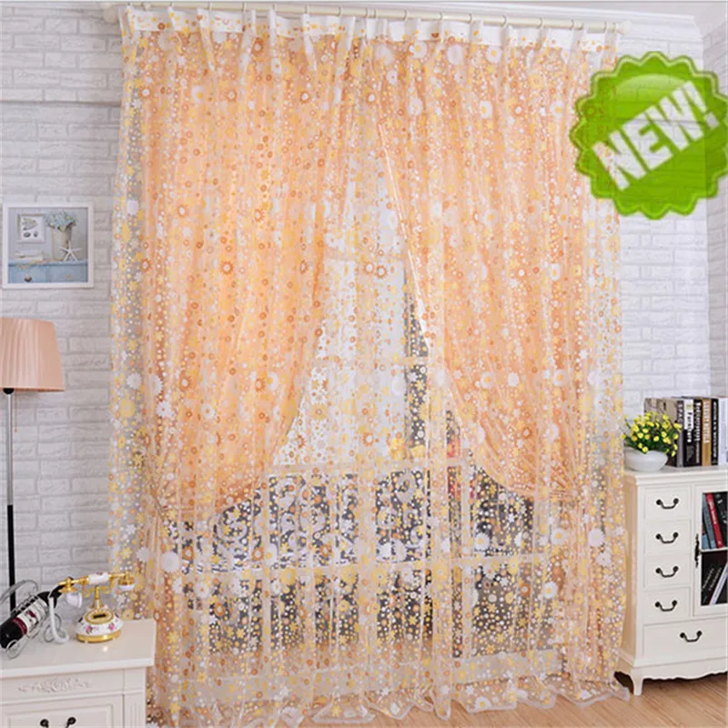 

Ouneed Window Curtain Print Floral Voile Door Sheer Window Curtains Room Curtain Divider 100X200CM Drop Ship 2033