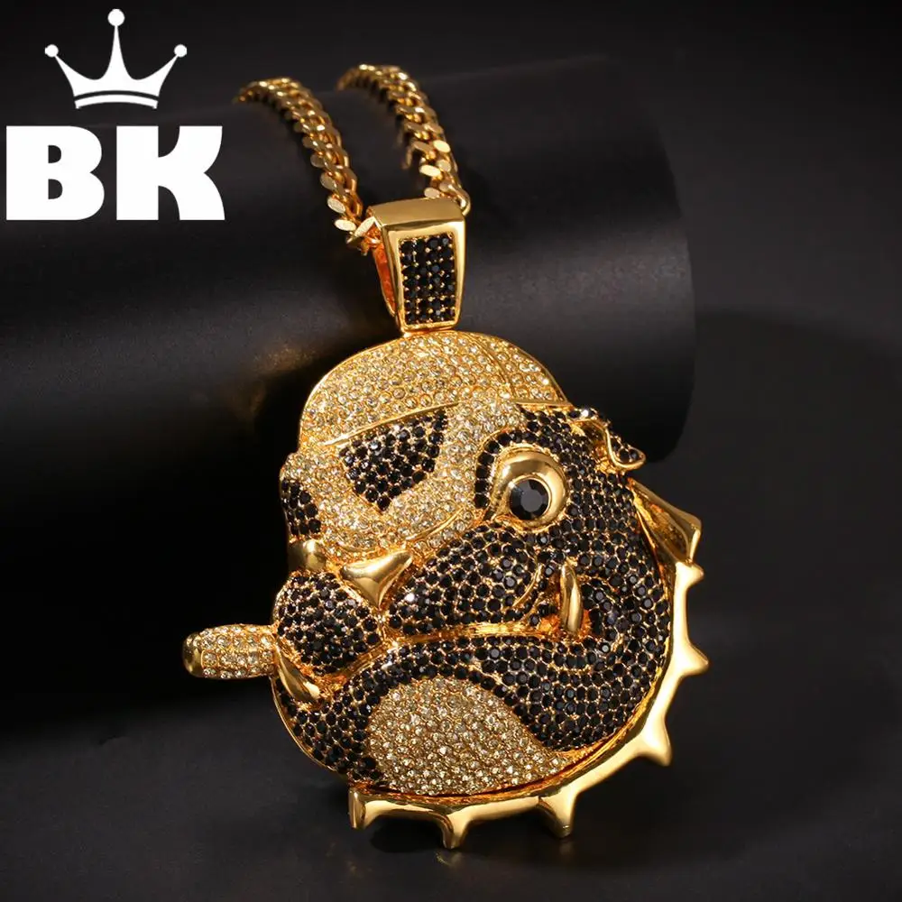 

THE BLING KING Custom A Sanddog With a Pipe in its Mouth Necklace Hip Hop Full Iced Out Cubic Zirconia gold sliver CZ Stone
