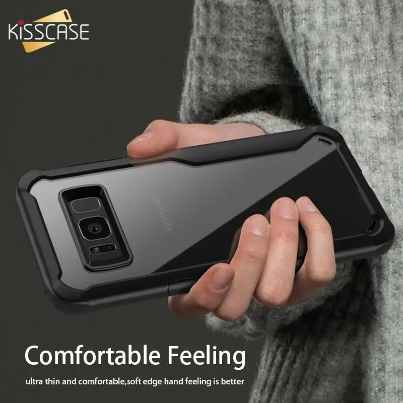KISSCASE luxurycase для samsung S10 S10E плюс S9 S8 Plus Прозрачный чехол A8 2018 Броня Капа |