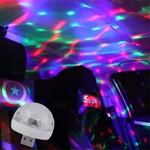 Автомобильный светодиодный светильник для телефона, USB, 5 В, RGB, атмосферный, Романтический, 3 Вт, светильник для праздников, вечеринок, s DJ, изменение цвета, звук, активированный, кристалл, волшебный