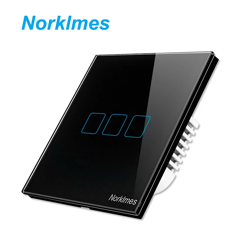 

Norklmes EU / UK Standard Touch Switch 1 Gang / 2 Gang / 3 Gang/ 4Gang 1 Way, Live and Null Wall Light Switch, Black Crystal