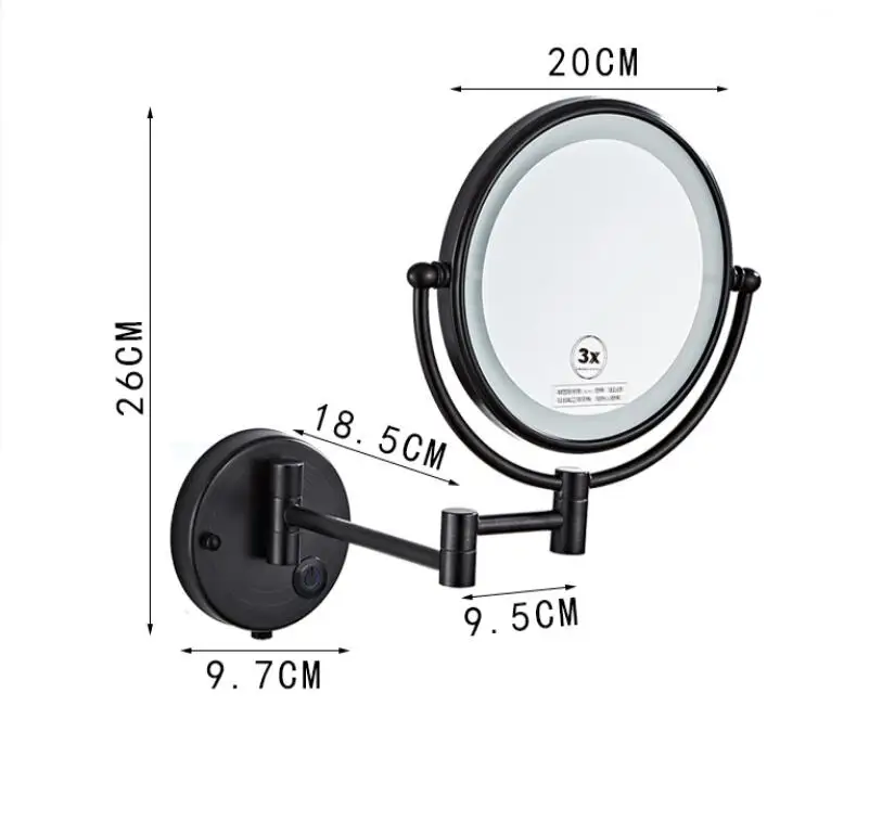 Туалетное Зеркало 8 дюймов, двустороннее 3X/1X, настенное увеличительное зеркало, светодиодный, складное зеркало для макияжа, косметическое зеркало, подарок для леди