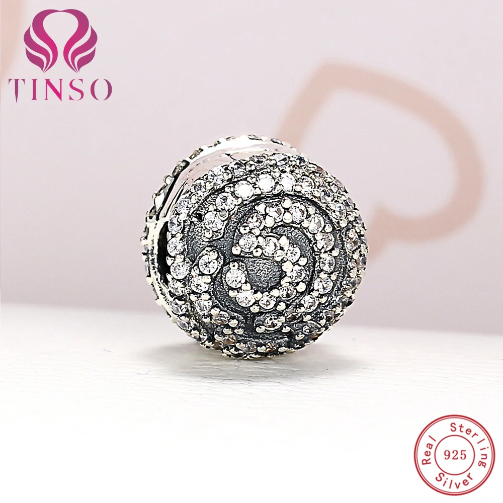 100 Authentic 925 Sterling Silver Spiral CZ Charm Clips Beads Fit
