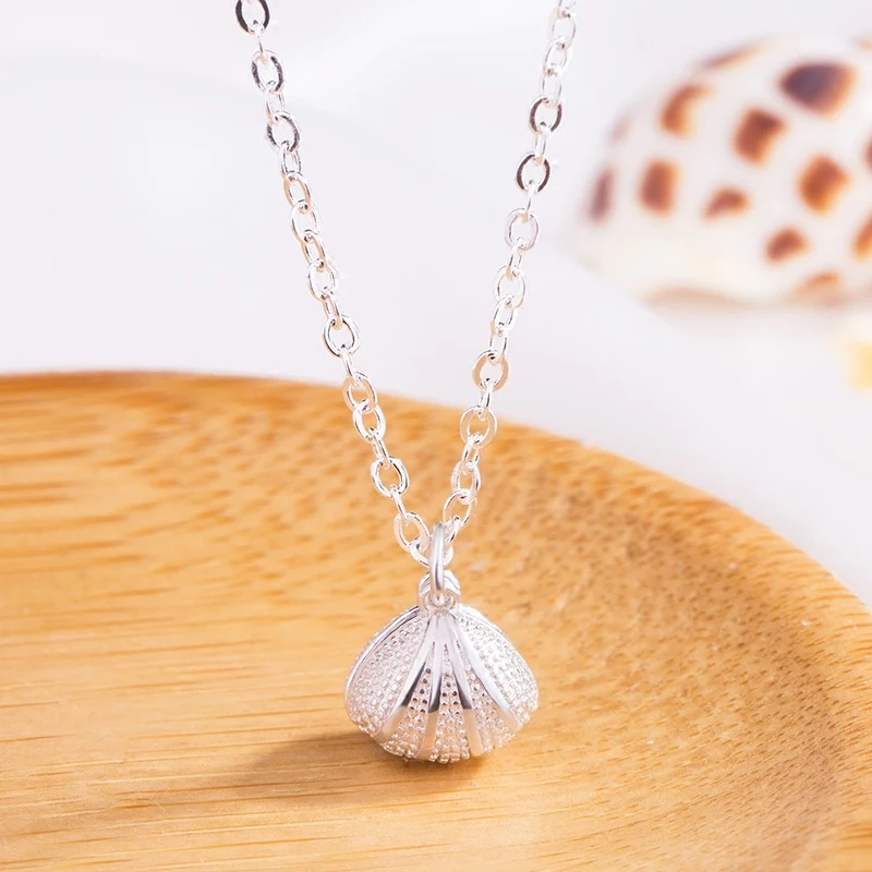 

Bohemian Vintage 925 Sterling Silver Shell Necklaces Pendants Long Chain Statement Necklace For Women Kolye Collares