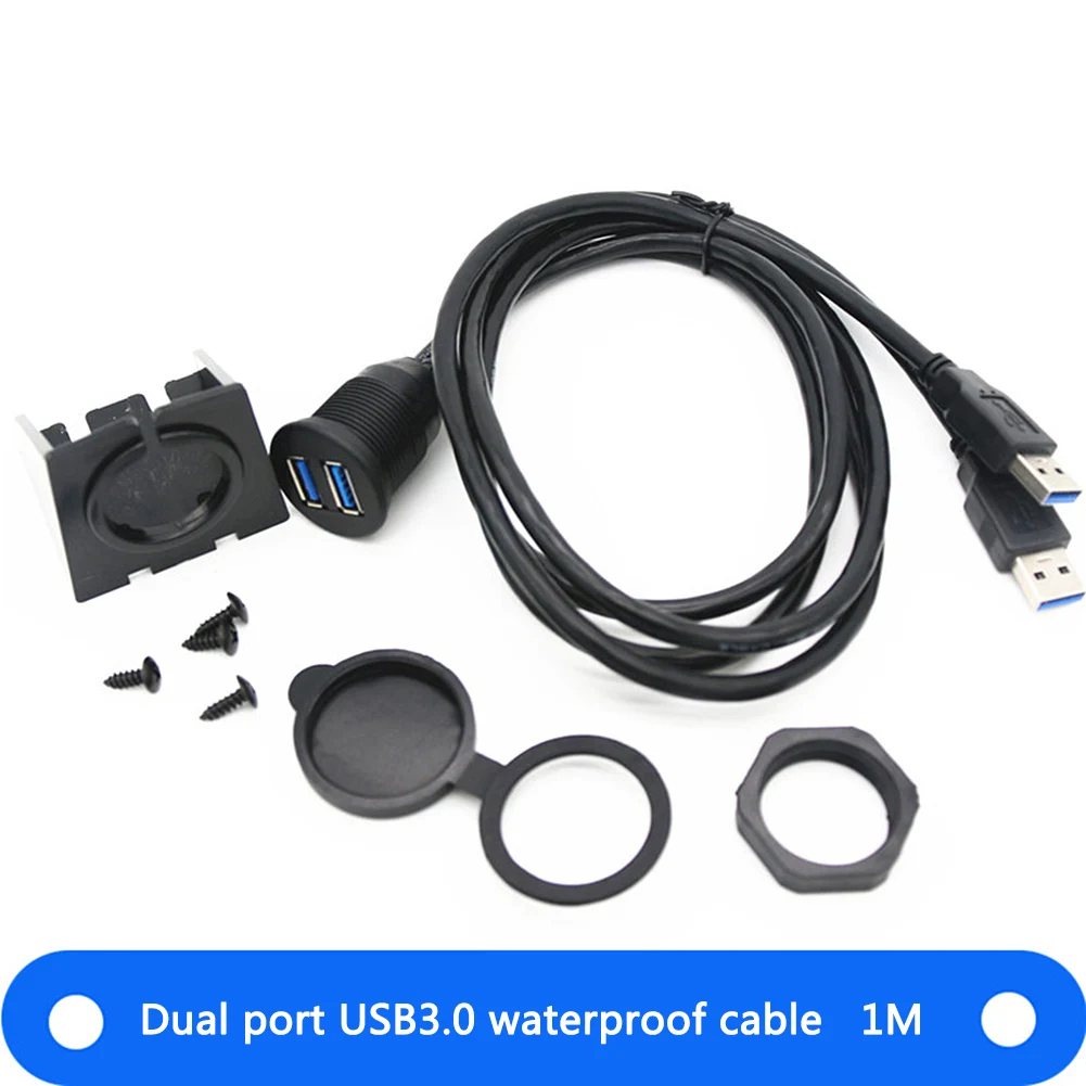 Водостойкий флеш USB 3,0 порт мужчины к женскому удлинительному кабелю крепление Dual USB адаптер док-станции для автомобиля мотоцикла