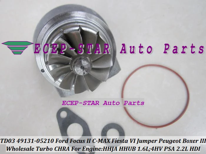 Бесплатная доставка турбокартридж CHRA TD03 49131 05212 для Ford Focus C MAX HHJA 1.6L Jumper Peugeot Boxer III 4HV
