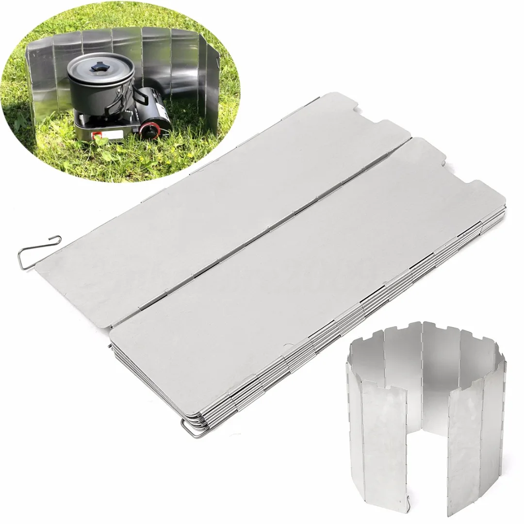 

Foldable 10 Plates Camping Picnic Cooking Gas Stove Screen Wind Guard Cookware Portable Windproof Screen