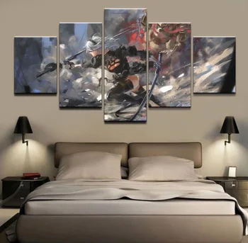 

Abstract Painting Canvas Print Game NieR Poster 5 Pieces Automata YoRHa Modular Picture Modern Decor Home Decor Bedroom Wall Art