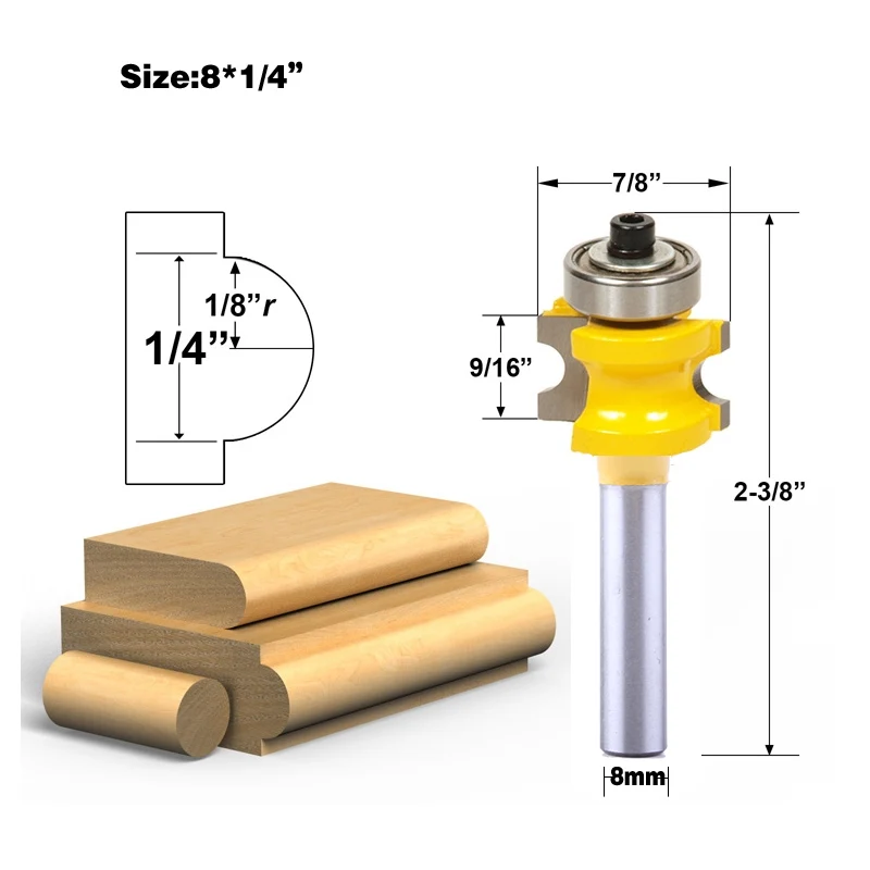 1 шт. 8 мм хвостовик Bullnose маршрутизатор Набор бит C3 Карбид наконечником деревообрабатывающий резак - Длина режущей кромки: D-22.2mm