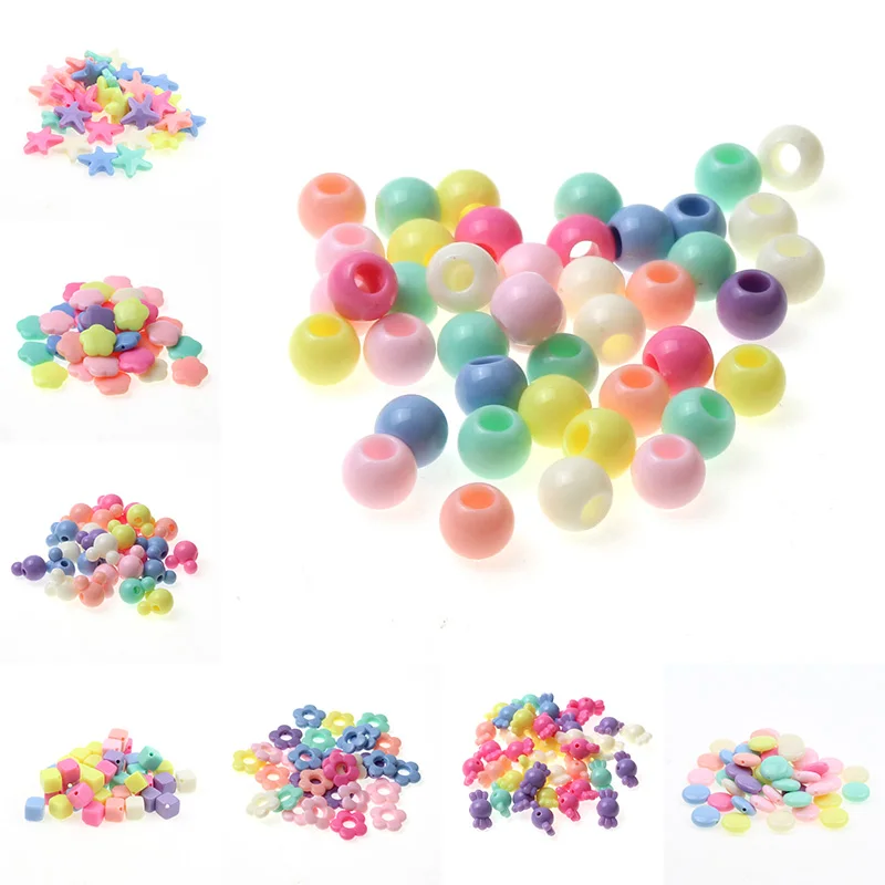 

DIY 50pcs/lot Mixed Shape Colorful Acrylic Beads for Jewelry Making Handmade Necklace Bracelet Pendant Beaded Accessories