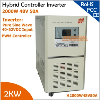 

Hybrid controller inverter with UPS for off grid solar power system, 2000W 48V pure sine wave inverter with 50A PWM controller