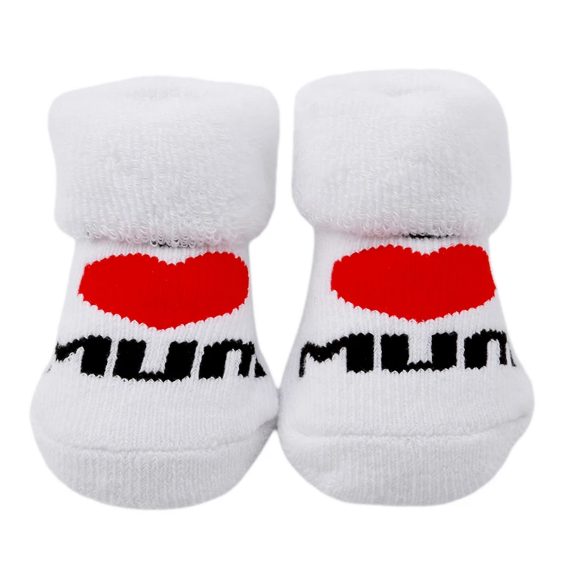 Хлопковые детские носки нескользящие напольные Носки с рисунком Love Dad Mum