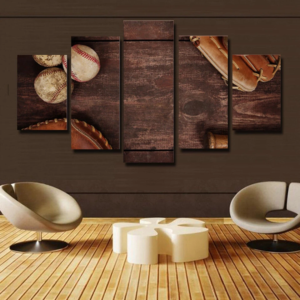 

HD Printed Modern Living Room Pictures Wall Art 5 Panel Baseball Painting Modular Poster Home Decoration Canvas Cuadros Frame
