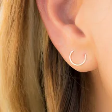 PINJEAS ручной работы полукруглые серьги с двумя ушками, серьги-гвоздики для женщин, минималистичные ювелирные изделия