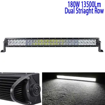 

32Inch 180W 5D Led Driving Light Bar Led Work Light Bar Straight Roof Offroad Truck Suv Atv Utv Boat 4wd 6000k White Combo 12v