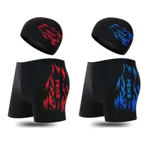 Мужские купальные костюмы Jammers быстросохнущие плавки с бесплатной шапкой для плавания регулируемый шнурок помех одежда для плавания купальные костюмы