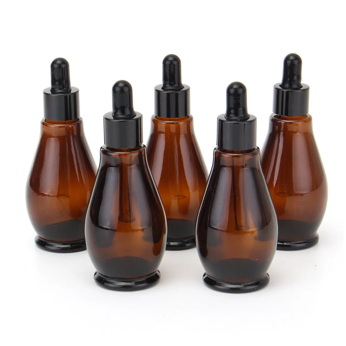 Download 5pcs 10/20/30/50/100ml Amber Glass 30ml Dropper Bottle 100ml Essential Oil Perfume Pipette ...