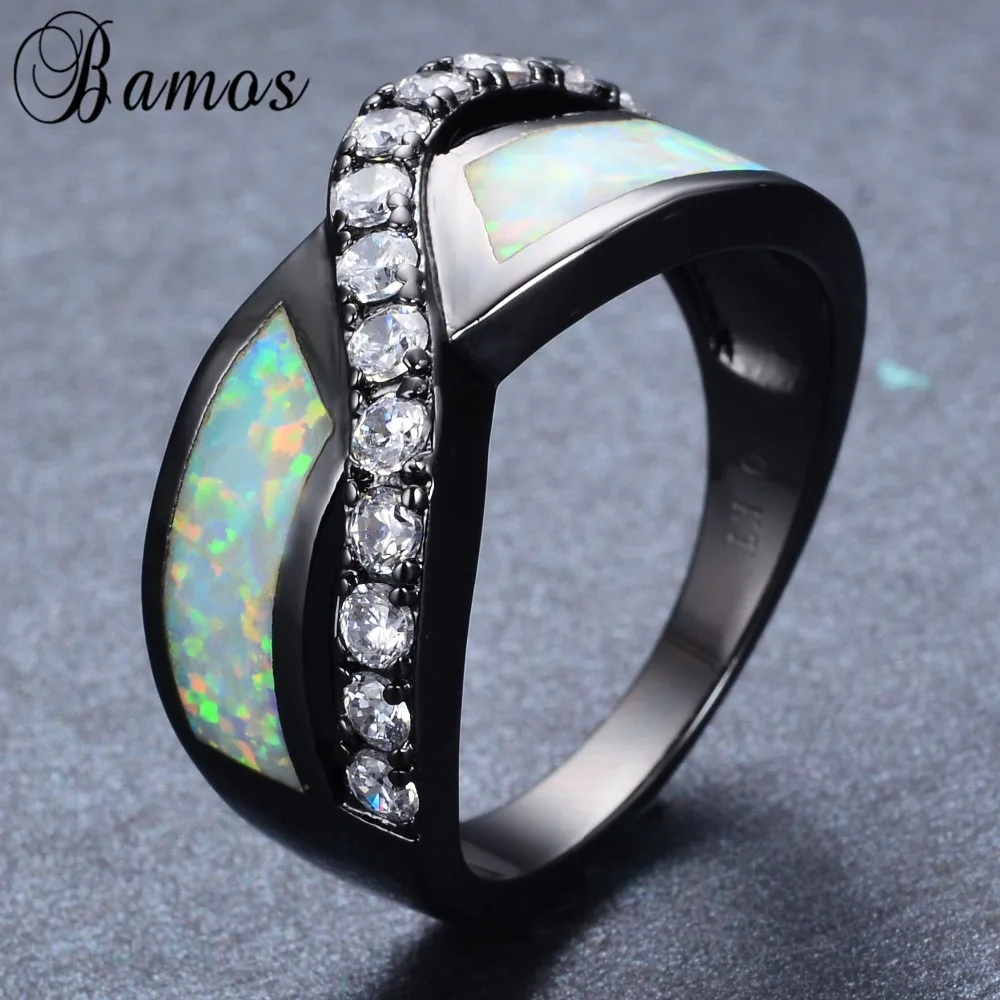 Bamos Unique Jewelry Rainbow Fire Opal Rings For Women Men