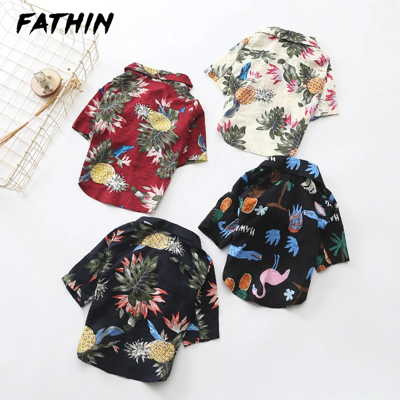 

FATHIN Spring New Dog Clothes Fashion Shirt Tropical Pineapple Comfort Cotton French Bulldog Pet Clothes 5 Colors XS-FB