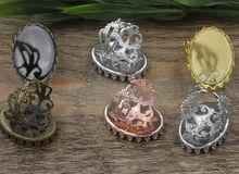 100pcs Cabochon 13*18mm,18*25mm Crown Pad ring blank Cameo Tray,Bronze/Gold/Silver Ring setting,Handmade Zakka jewelry Finding