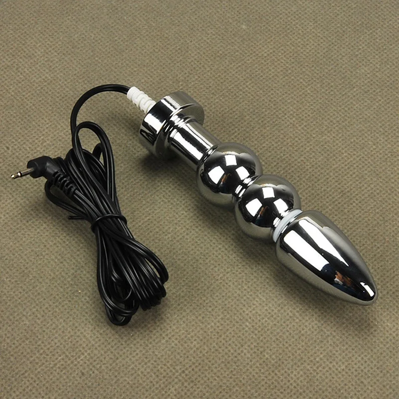 3 Beads Metal Anal Plug Electro Shock Kit Access