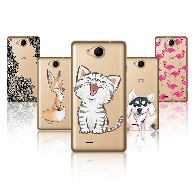 

FANATU ZTE GF3 Case Cover Soft TPU Silicone 4.5" Back Protective Printed Cute Case For ZTE Blade GF3 T320 Phone Case Back Fudas